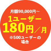 月額90,000円～ 1ユーザー180円／月 ※500ユーザーの場合